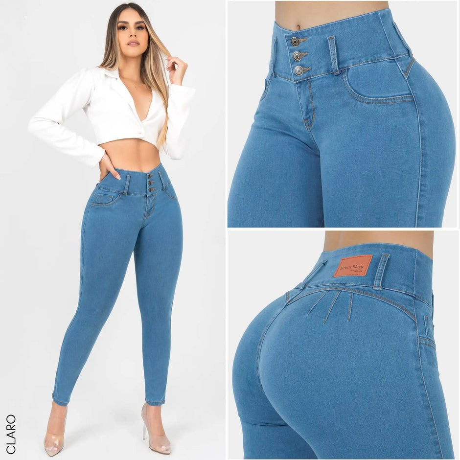 Jeans Pretina alta, control de abdomen y Levanta cola🍑