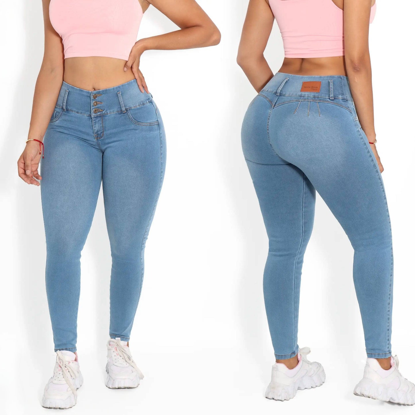 Jeans Pretina alta, control de abdomen y Levanta cola🍑