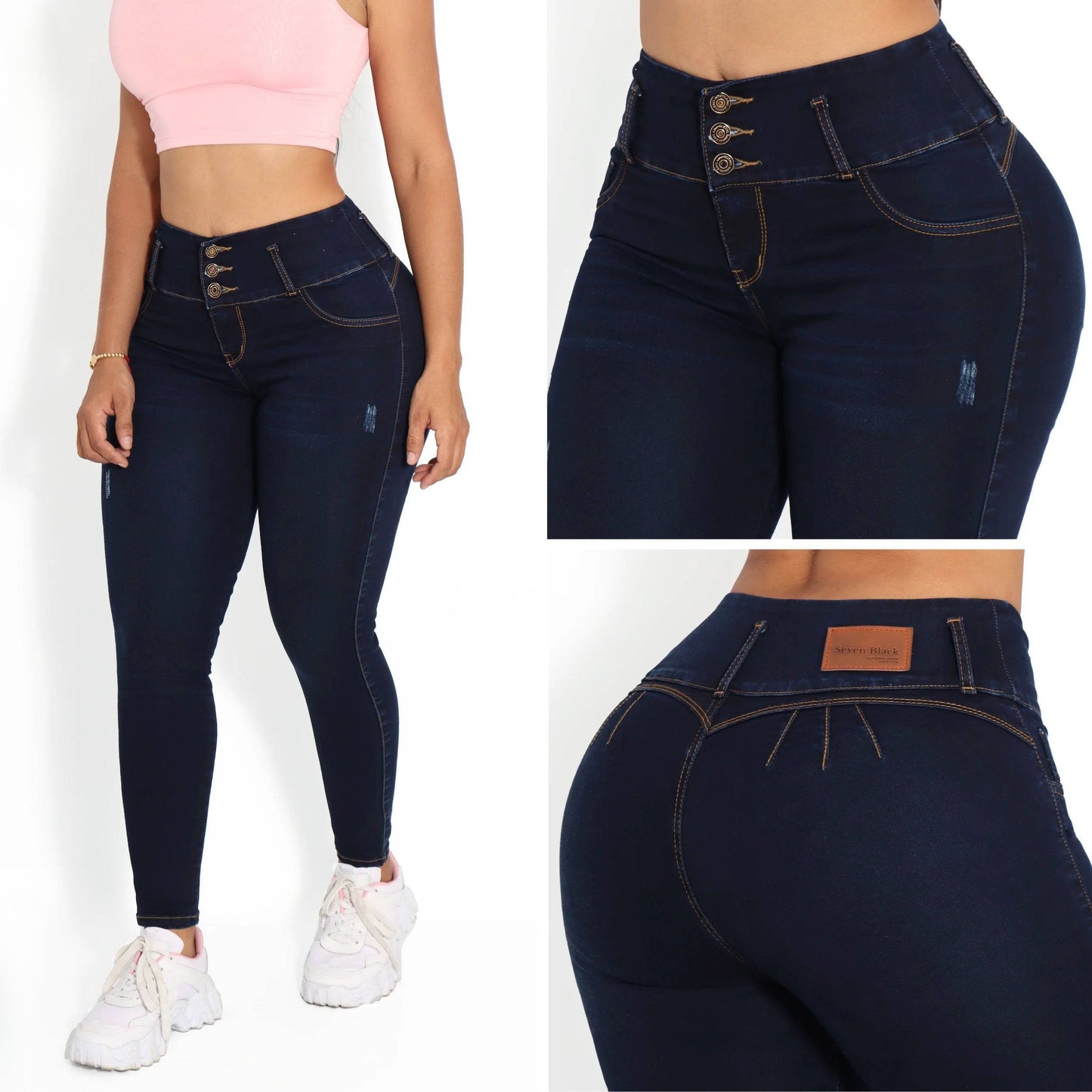 Jeans Pretina alta, control de abdomen y Levanta cola🍑