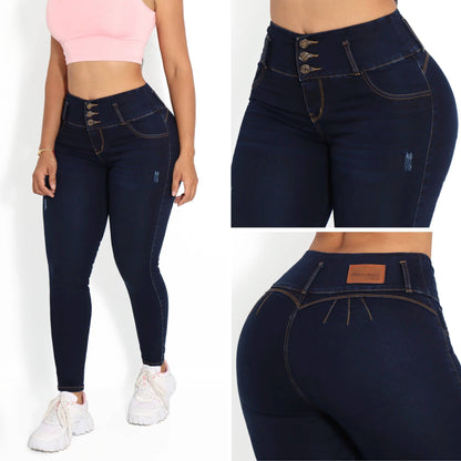 Jeans Pretina alta, control de abdomen y Levanta cola🍑