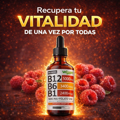 SUPLEMENTO LÍQUIDO DE VITAMINA B12 CON FRAMBUESA - ENVÍO GRATIS