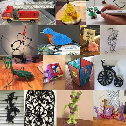 Lapiz de impresion 3D con filamento PLA + 10M Colores + plantillas + guía de proyectos y cargador