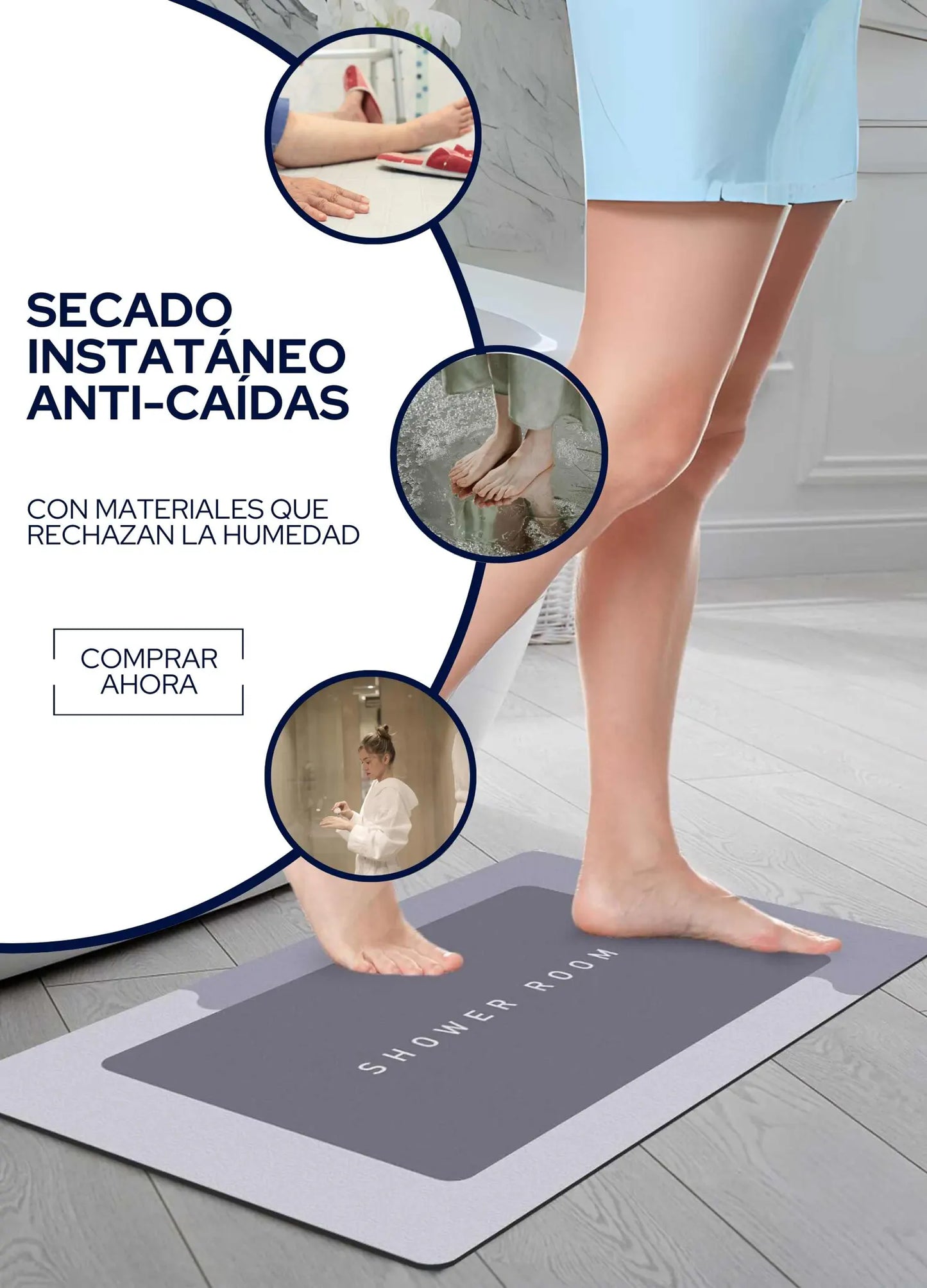 SlipSafe™ Tapete Antideslizante y Absorbente para Baño